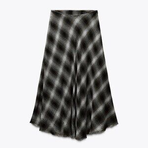Zara Checkered Midi Skirt ZW Collection